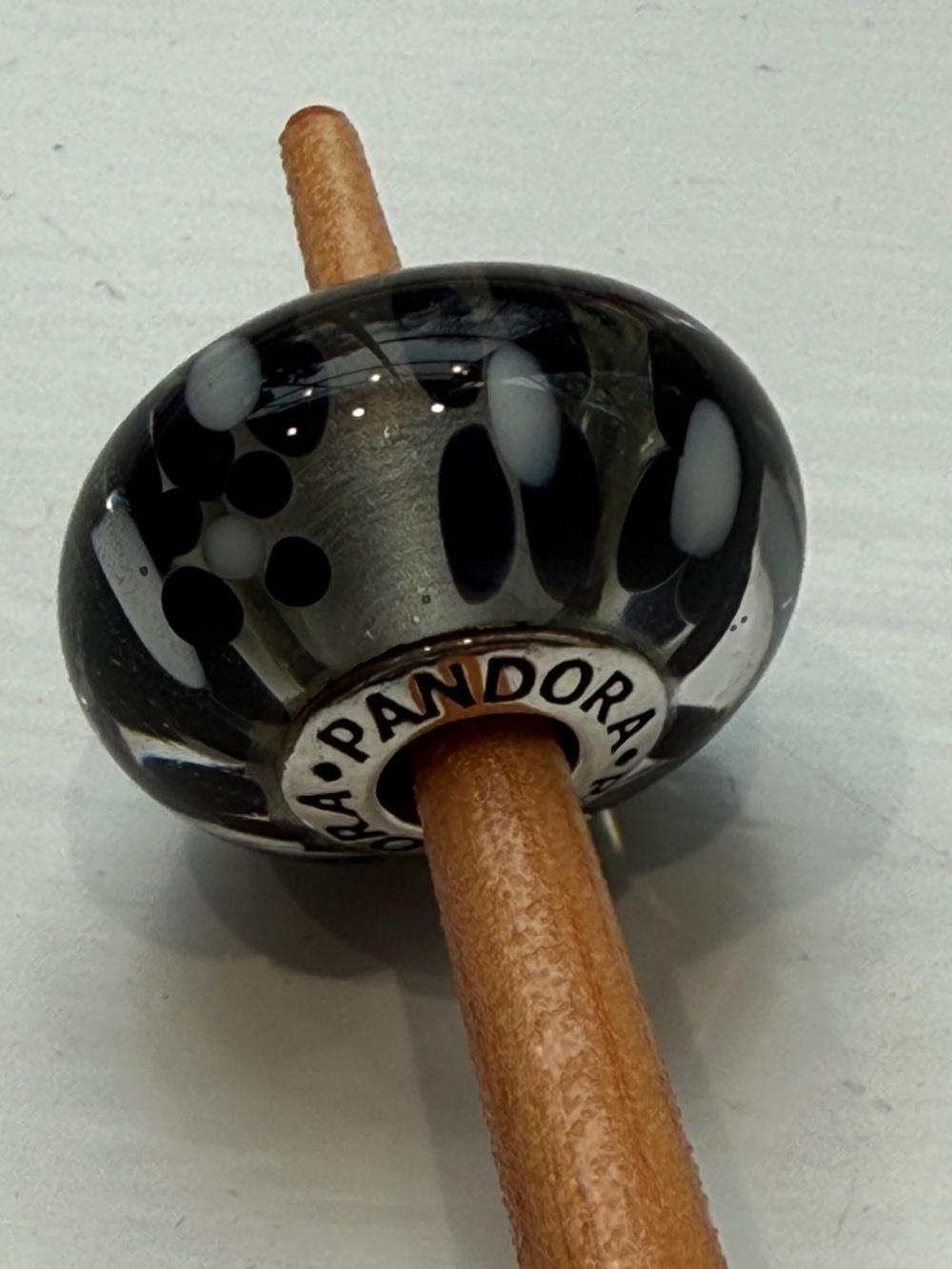 Pandora Murano glass bead, jumbo, black/white